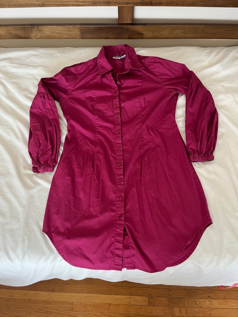 Newport News Fuchsia Button-Front Shirt Dress